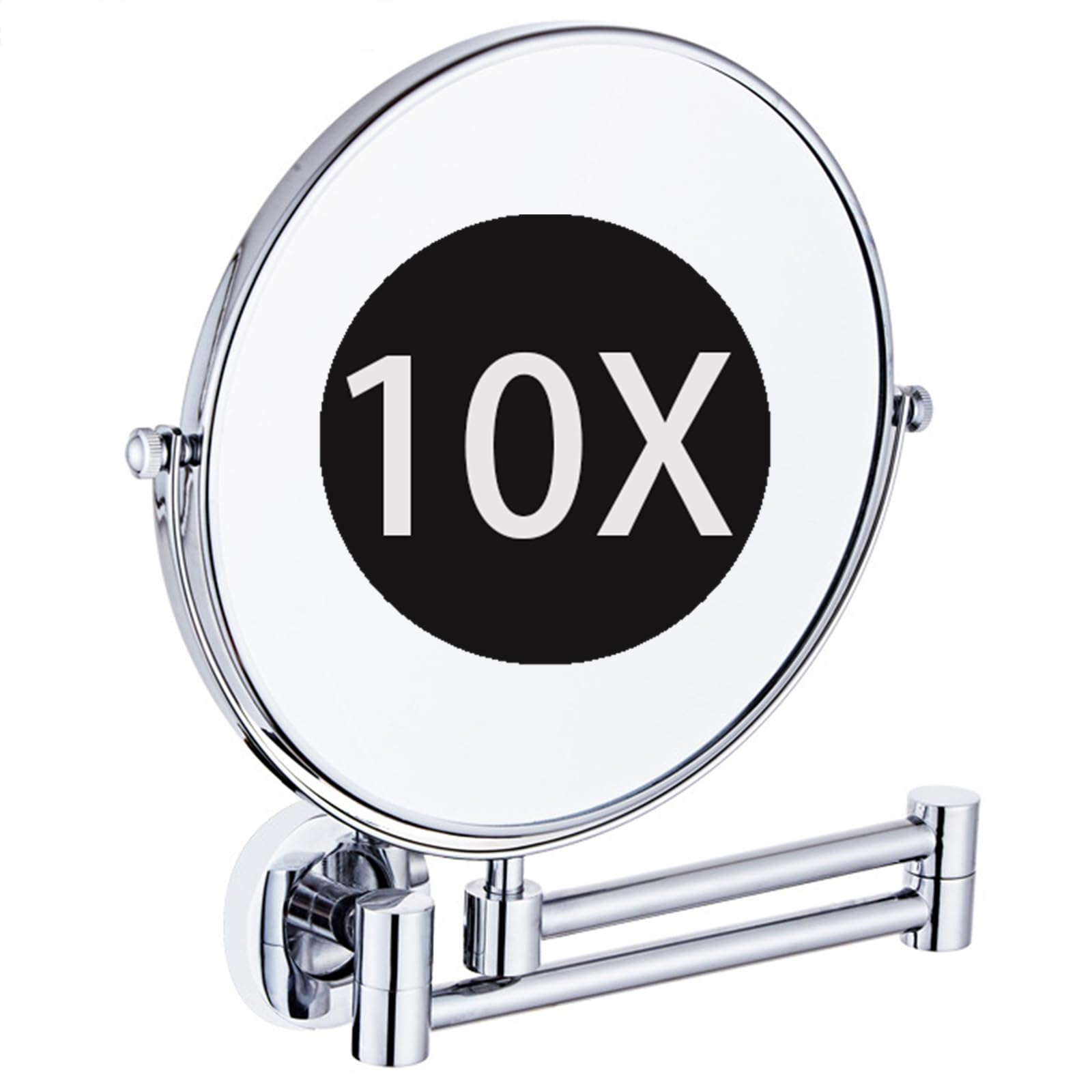 Zysfadc 6" Wall Mounted Makeup Mirror, Double Sided 1X/10X Magnifying Shaving Vanity Mirror, 360 Rotation Adjustable Arm for Daily Use,Chrome