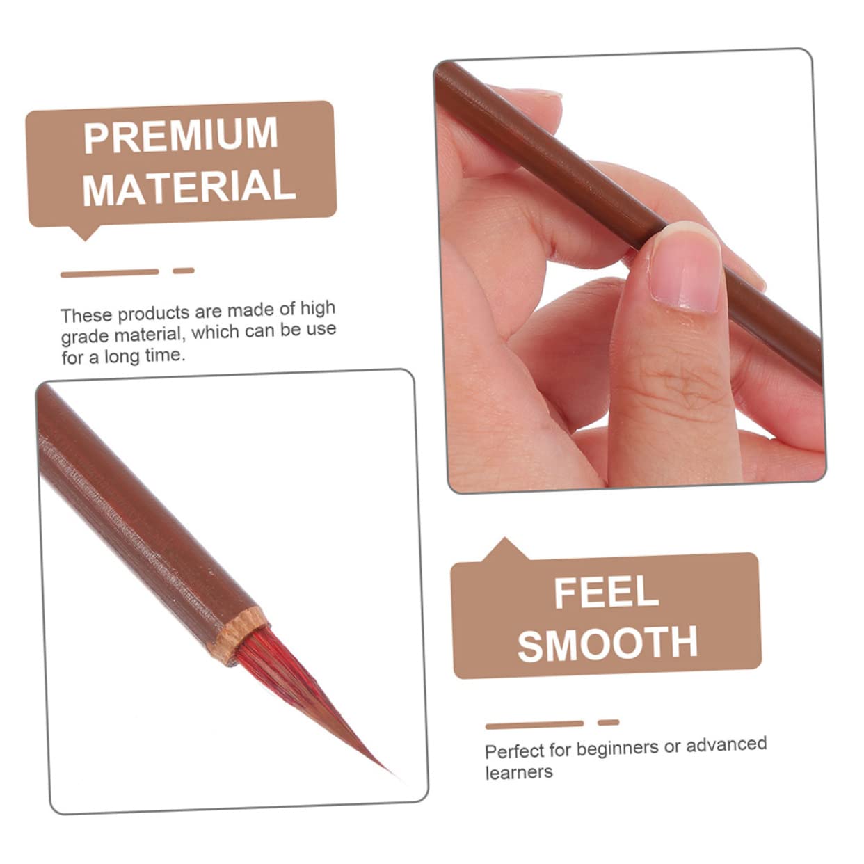 DOITOOL 6pcs Little Red Writing Brush Set Chinese Calligraphy Brush Small Red Hair