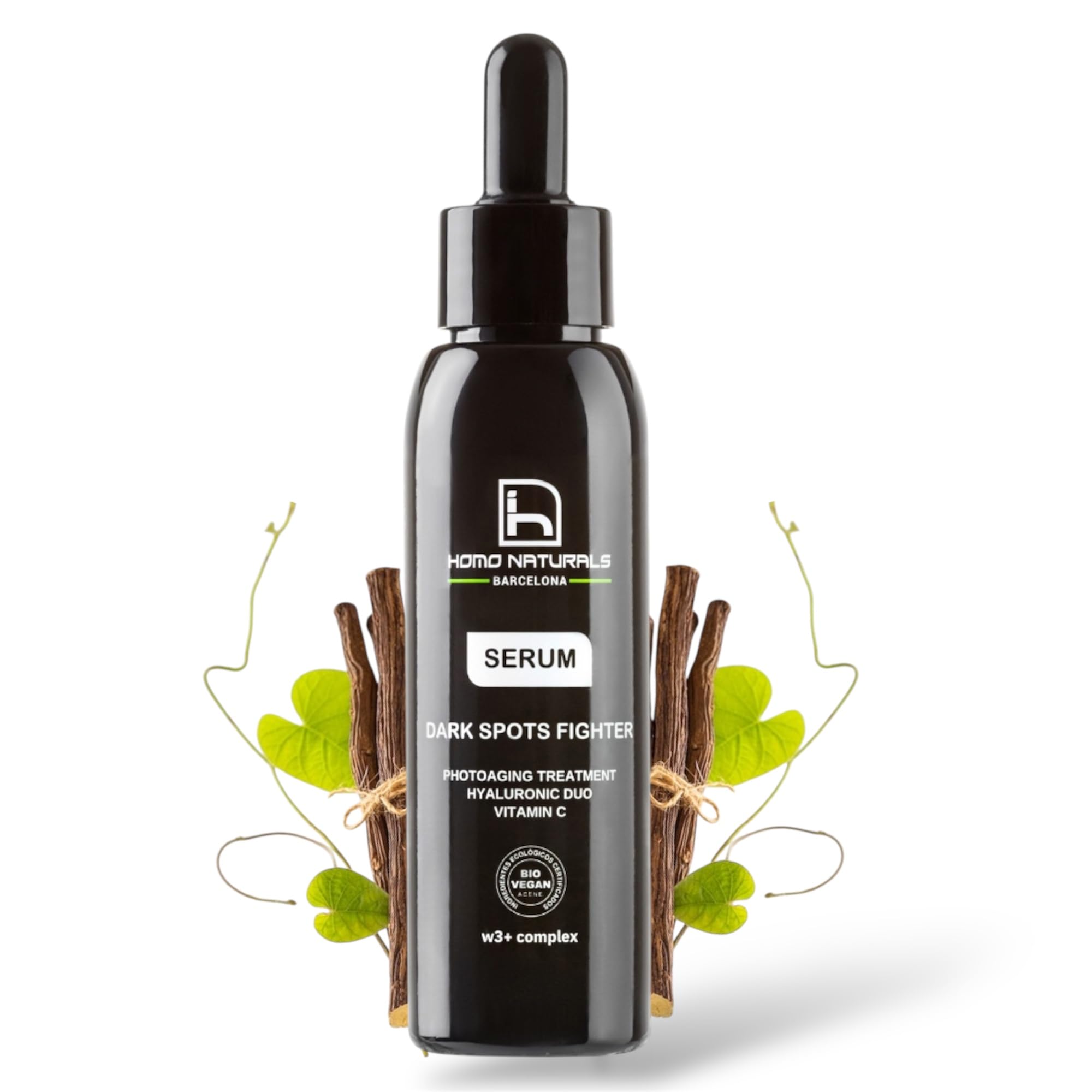 Homo Naturals Serum Facial Hombre Antiedad y Quita Manchas Cara - Crema Facial Ácido hialurónico - Crema para manchas en la cara hombre - Antiedad y Quitamanchas - Certificado Orgánico - 100 ml