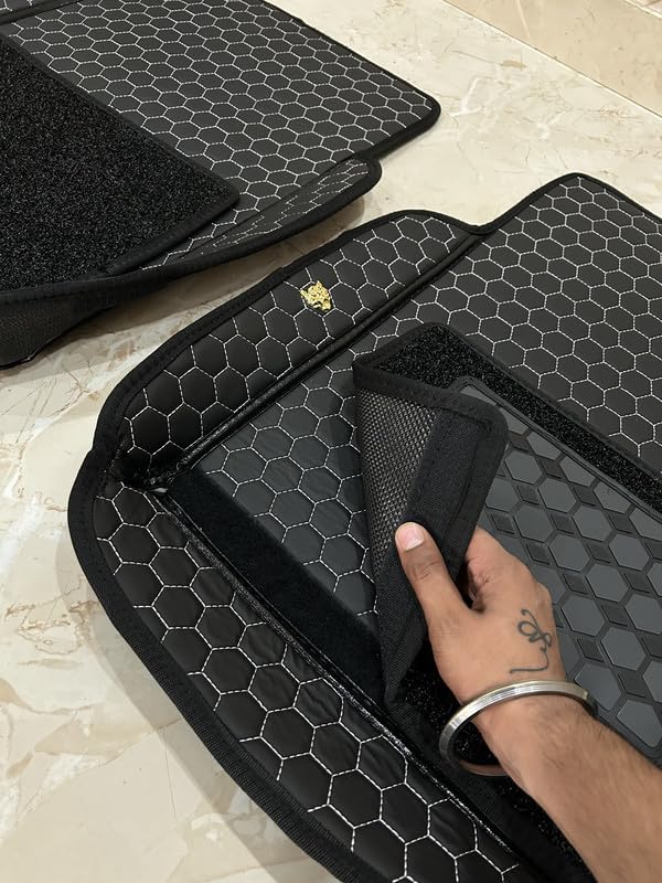 Image of SuperTech 7D Universal Fit Car Foot Mat for Hyundai Eon | Luxury 7D Floor Mats | Waterproof, Dustproof, Anti-Slip, Full Coverage |Black Silver
