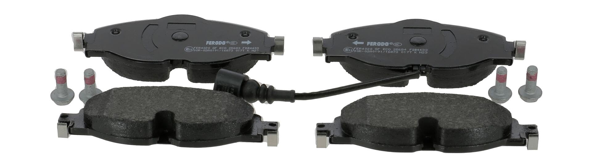 FERODO Juego de pastillas de freno Delantero con contacto avisador de desgaste con accesorios FDB4433 Juego de pastillas de freno Compatible con VW up! Hatchback 121, 122, BL1, BL2, BL3, 123, SKODA