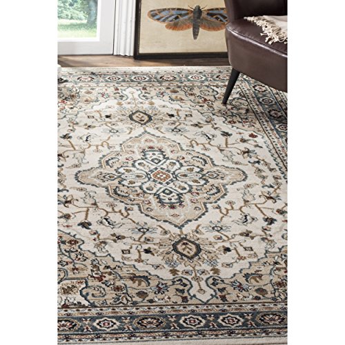 Tapete decorativo rectangular 8' x 10' beige y crema miniatura 5