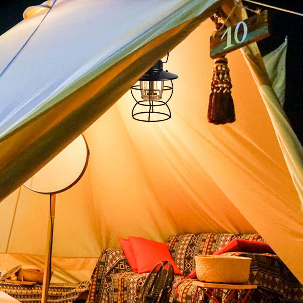 Lampa wisząca w stylu vintage, lampa kempingowa z 3 trybami świecenia, latarnia LED