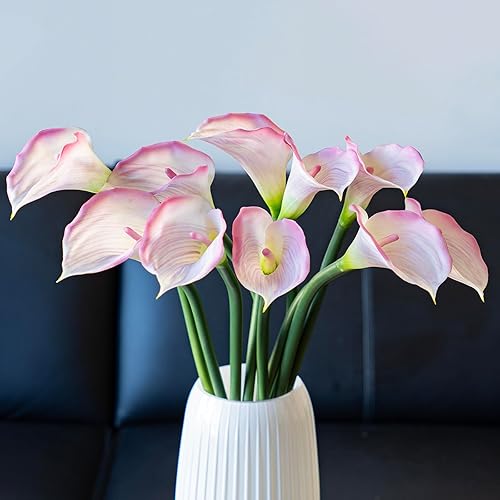 Flores artificiales Calla Lilly 25.6 pulgadas, ramo de flores falsas grandes suaves al tacto real, plantas de tallo largo, 5 piezas para el hogar,