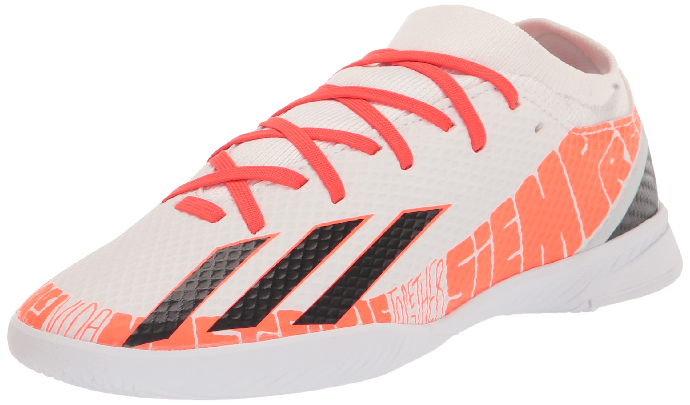 adidas X Speedportal Indoor Soccer Shoe, FTWR White/Core  Black/Solar Red, US Unisex Little Kid