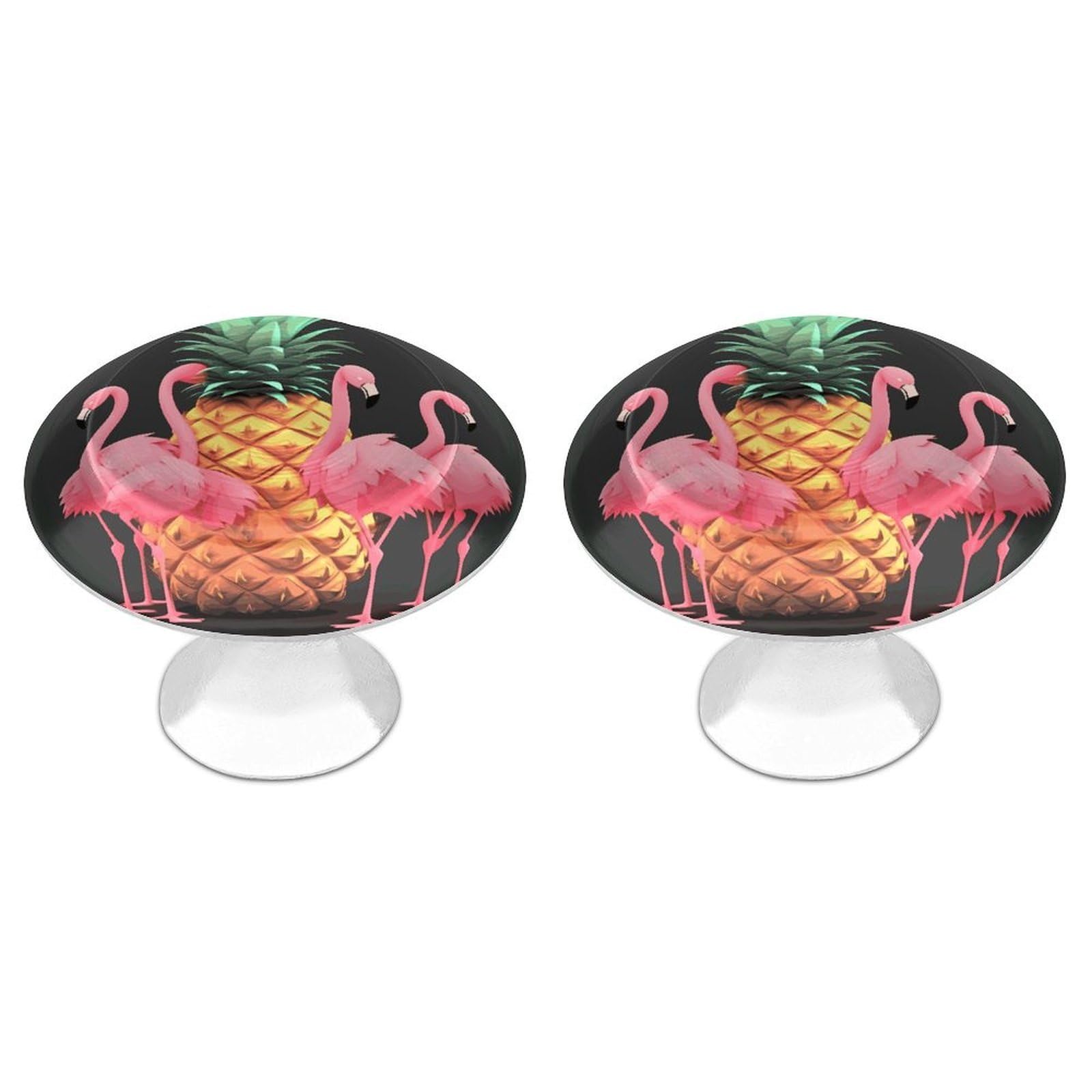 MUSM Pineapple Flamingos Cabinet Knobs Aluminum Alloy Drawer Handles Kitchen Drawer Pulls Round Door Knob with Screw Simple Cabinet Hardware for Dresser Furniture Bathroom 2Pack