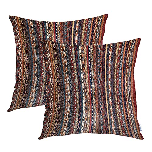 Batmerry Turkish Floral Decorative Pillow Covers, 22 x 22 Inch Vintage Tradition Oriental Turkish Carpet Pattern Double Sided Throw Pillow Covers Sofa Cushion Cover Square 22 Inches(Set of 2)