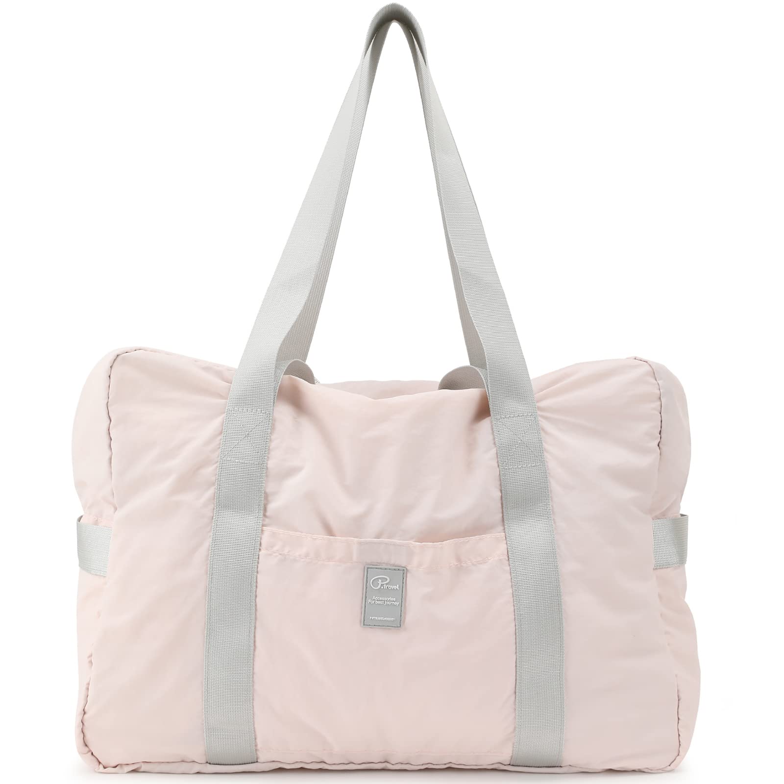 VanFn Borsone da viaggio pieghevole, borsone sportivo da palestra, borsa da palestra in nylon impermeabile, borsone leggero per donne e uomini, borsa da weekend all'aperto, serie P.Travel, Rosa chiaro