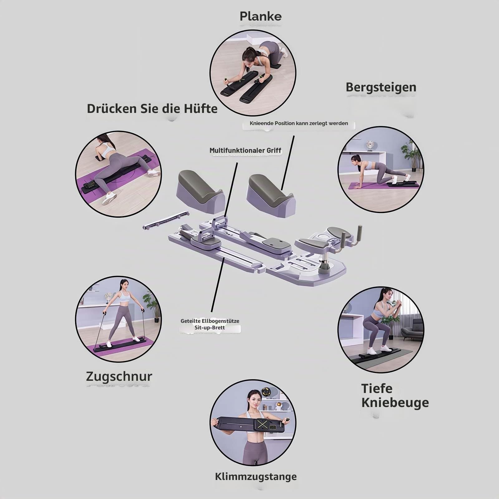 6-in-1 Wirbelsäulentrainer, Taillentrainer, digitaler Timer, Heim-Fitnessgerät für Taillentrainer, Workout, Taillenstraffung, Rücken, Beindehnung