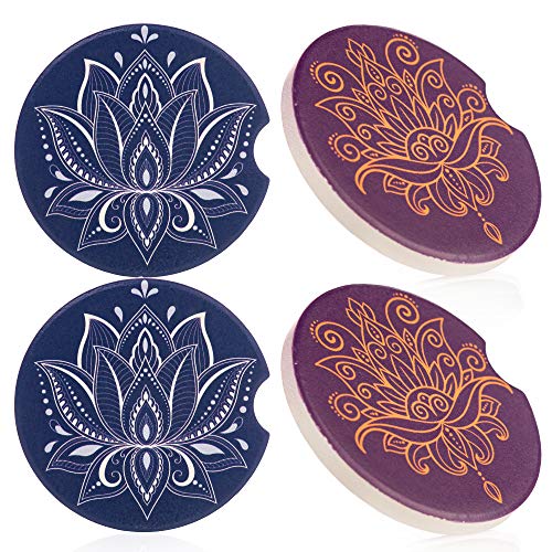 4 Car Coasters Cup Holders Absorbent – 2 Different Styles Cupholder Ceramic Drink