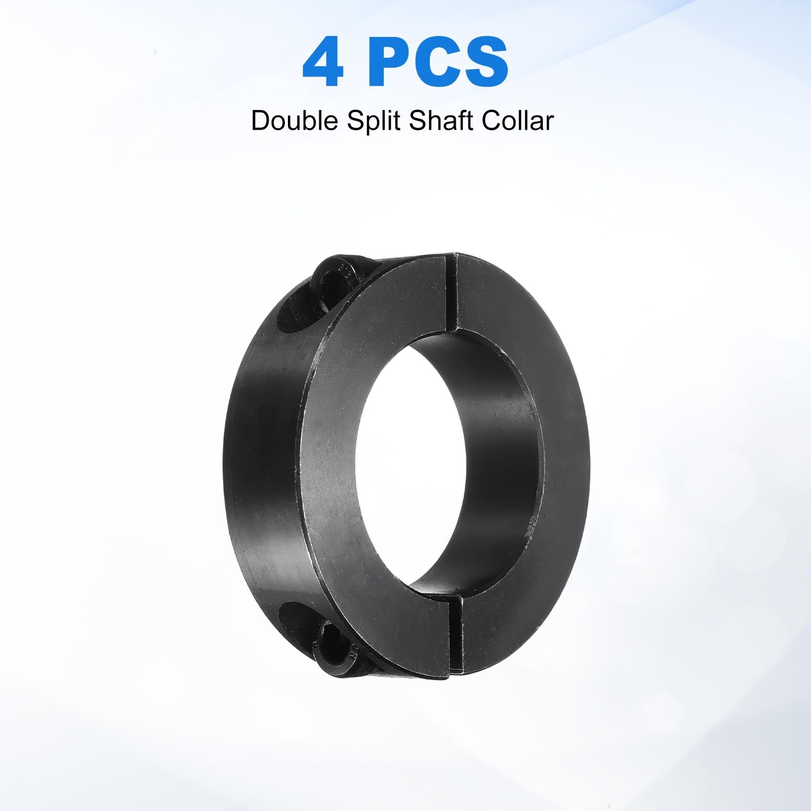 sourcing map Lot de 4 colliers de serrage à double axe fendu, alésage de 45 mm, collier de serrage en une seule pièce 73 mm de diamètre extérieur 19 mm d'épaisseur en oxyde noir avec jeu de vis (acier