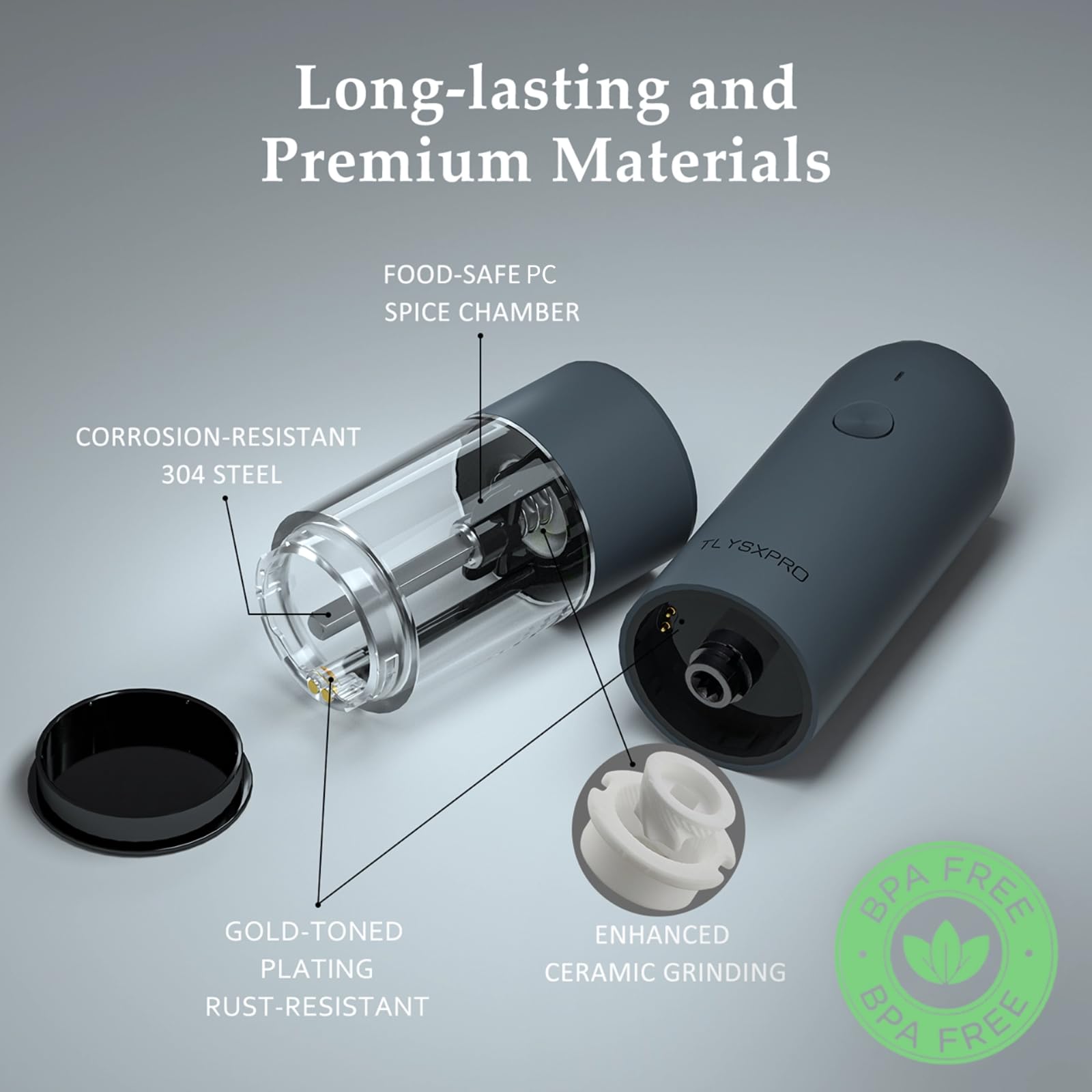 Macinapepe Elettrico Ricaricabile USB FinaMill - Grana Regolabile, Cialde Intercambiabili, Ceramica - Foto 11