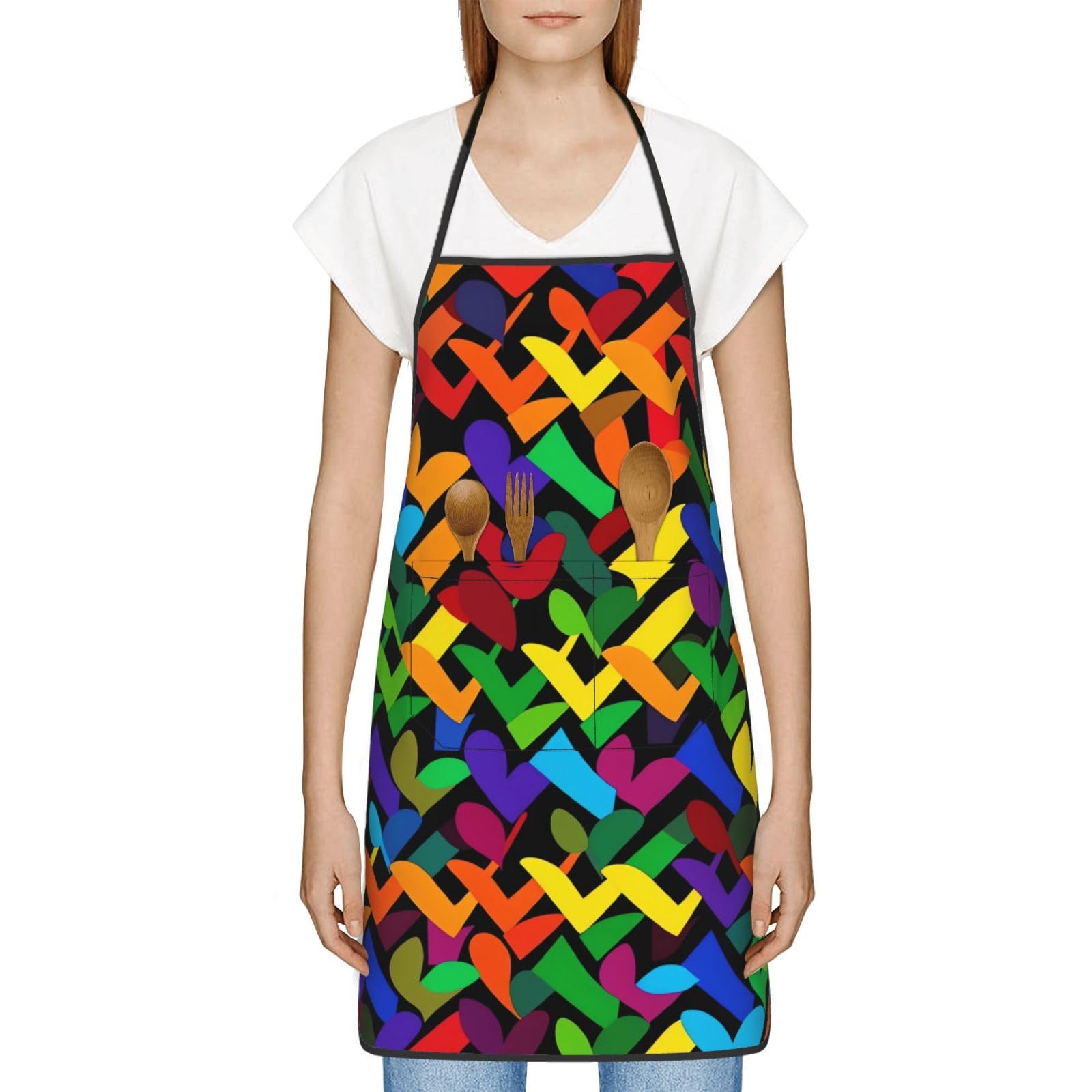 Tabliers arc-en-ciel Gay Pride pour femmes et hommes, imperméables et ajustables, avec 2 poches, doux et résistants, pour la cuisine, la pâtisserie, la peinture, le jardinage et le soin du corps.
