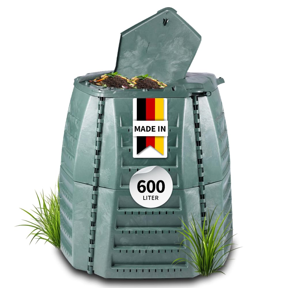 GARANTIA Thermo-Star Komposter 600 Liter grün - Komposter Garten, Schnellkomposter, Kompost, Thermokomposter, Biomüll Behälter, Biomüll, Komposteimer, Schnellkomposter Garten, Compost Bin