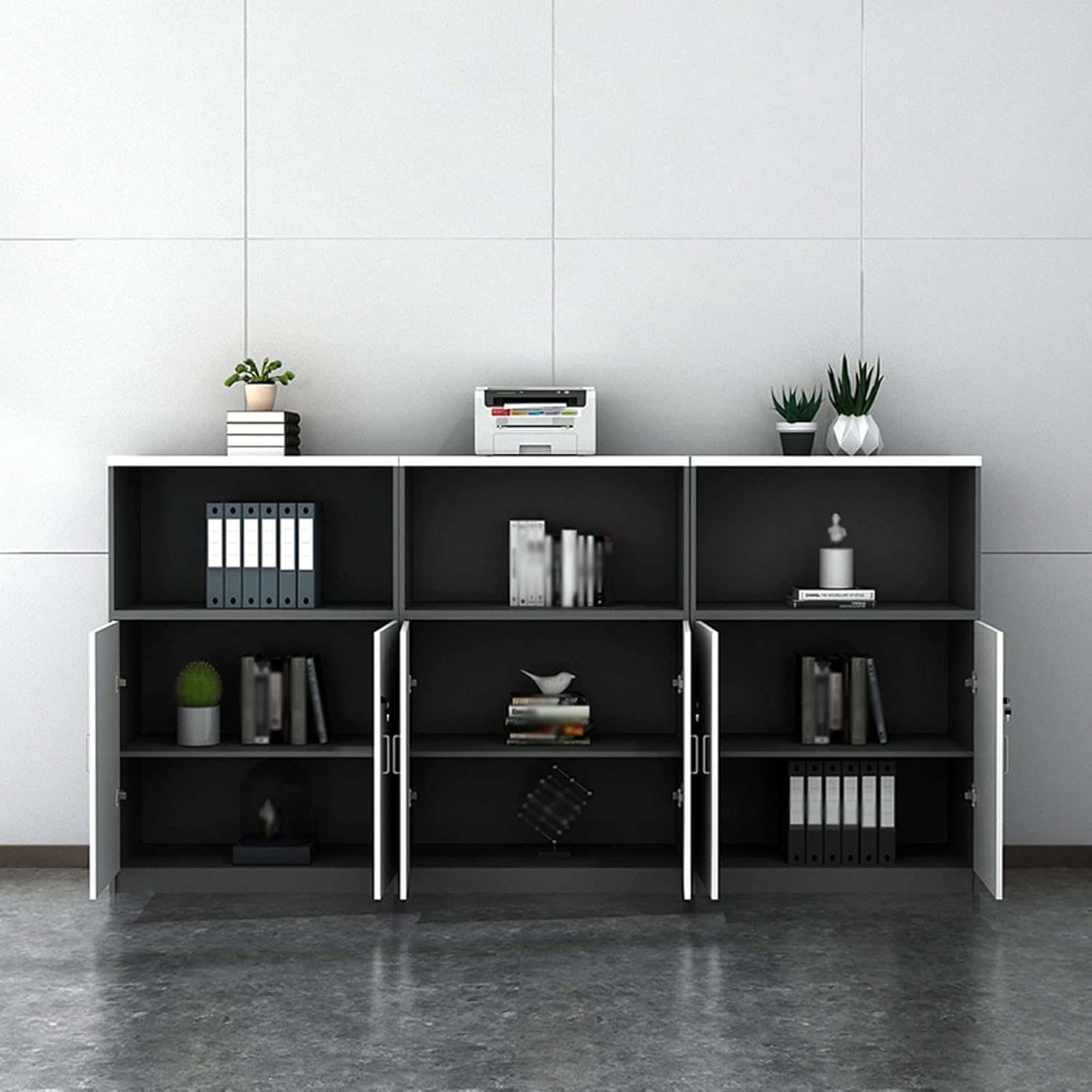 Office File Cabinets File Cabinet, Wood Lateral Filing Cabinet with Door, Printer Stand with Open Storage Shelves for Home Office Filing Cabinet
