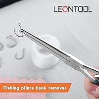 Vista 4 de Alicates de punta de aguja extra largos para hacer joyería de 7 pulgadas con mandíbula dentada, herramienta removedora de anzuelos de pesca