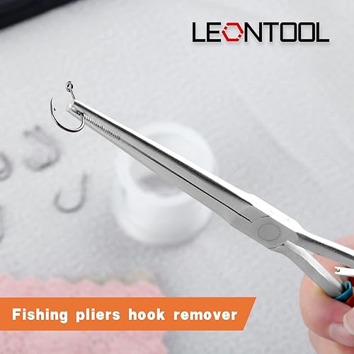 Miniatura 4 de Alicates de punta de aguja extra largos para hacer joyería de 7 pulgadas con mandíbula dentada, herramienta removedora de anzuelos de pesca con