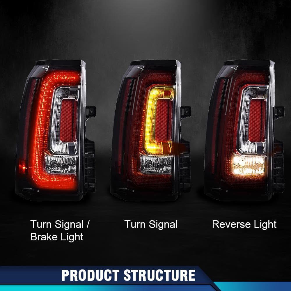 PIT66 LED Tail Light Compatible with GMC Yukon,Yukon XL 2015 2016 2017 2018 2019 2020(submodel: Denali, SLE, SLT) Left Driver Side Rear Light Lamp Assembly