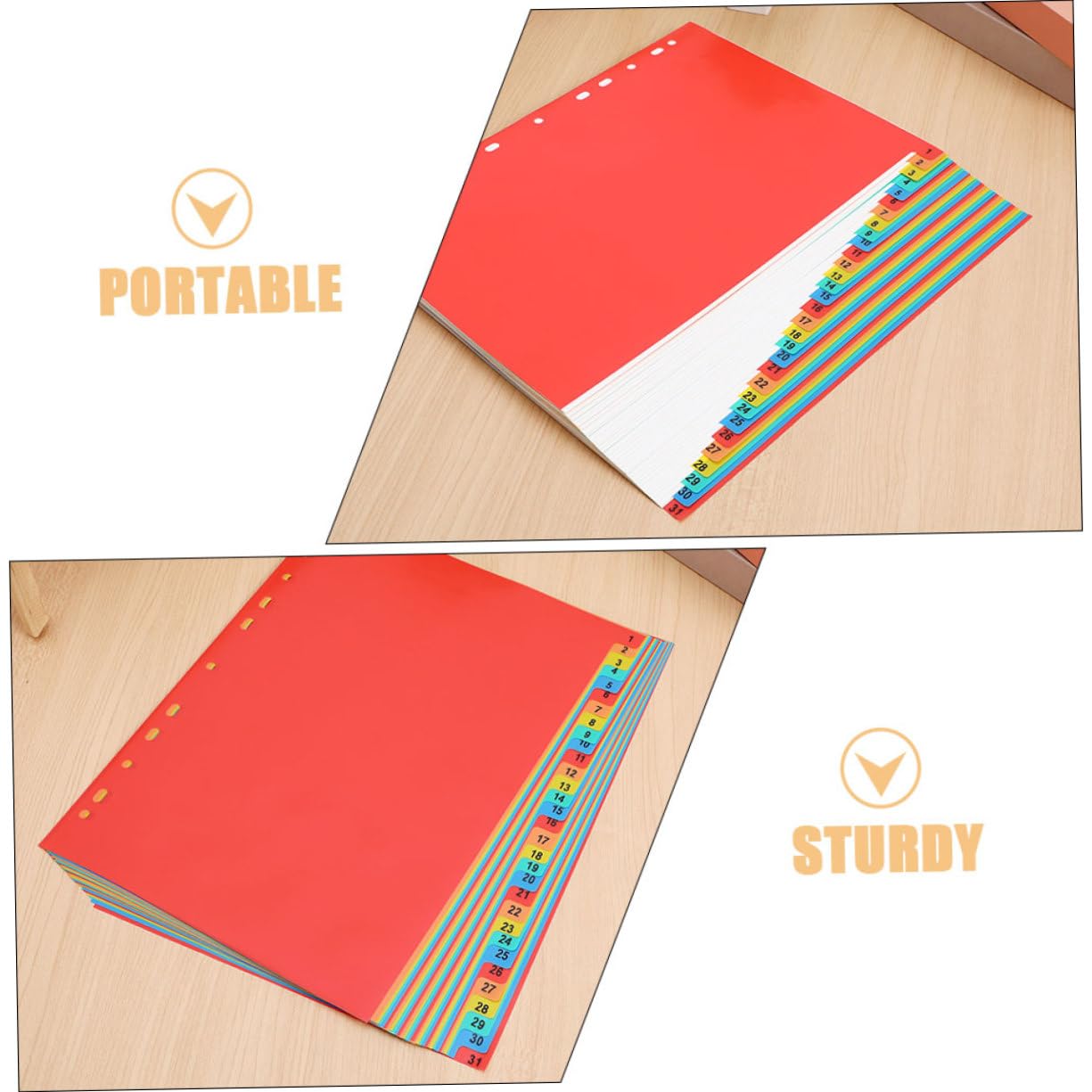Divisori Indice A4 con Linguette Numerate 1-31, Pvc Rosso 2 Set