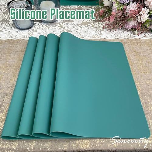 Miniatura 3 de Juego de 4 manteles individuales de silicona para mesa de comedor, resistentes al calor, antideslizantes, para el hogar, cocina y mesa de