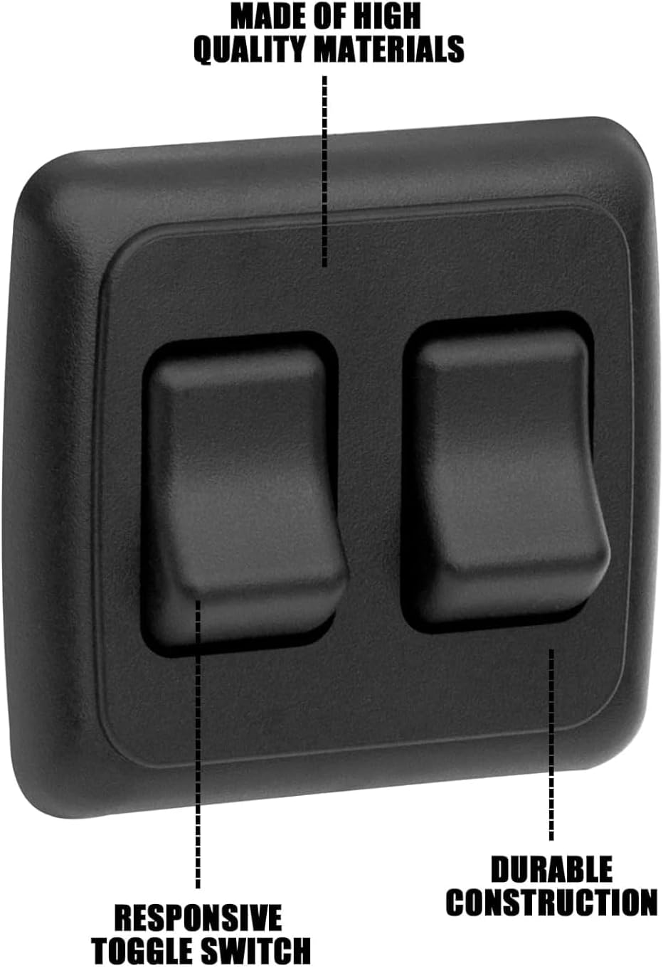 Double SPST On-Off Switch with Bezel, 12V Light Switch for RV, Camper(Black)