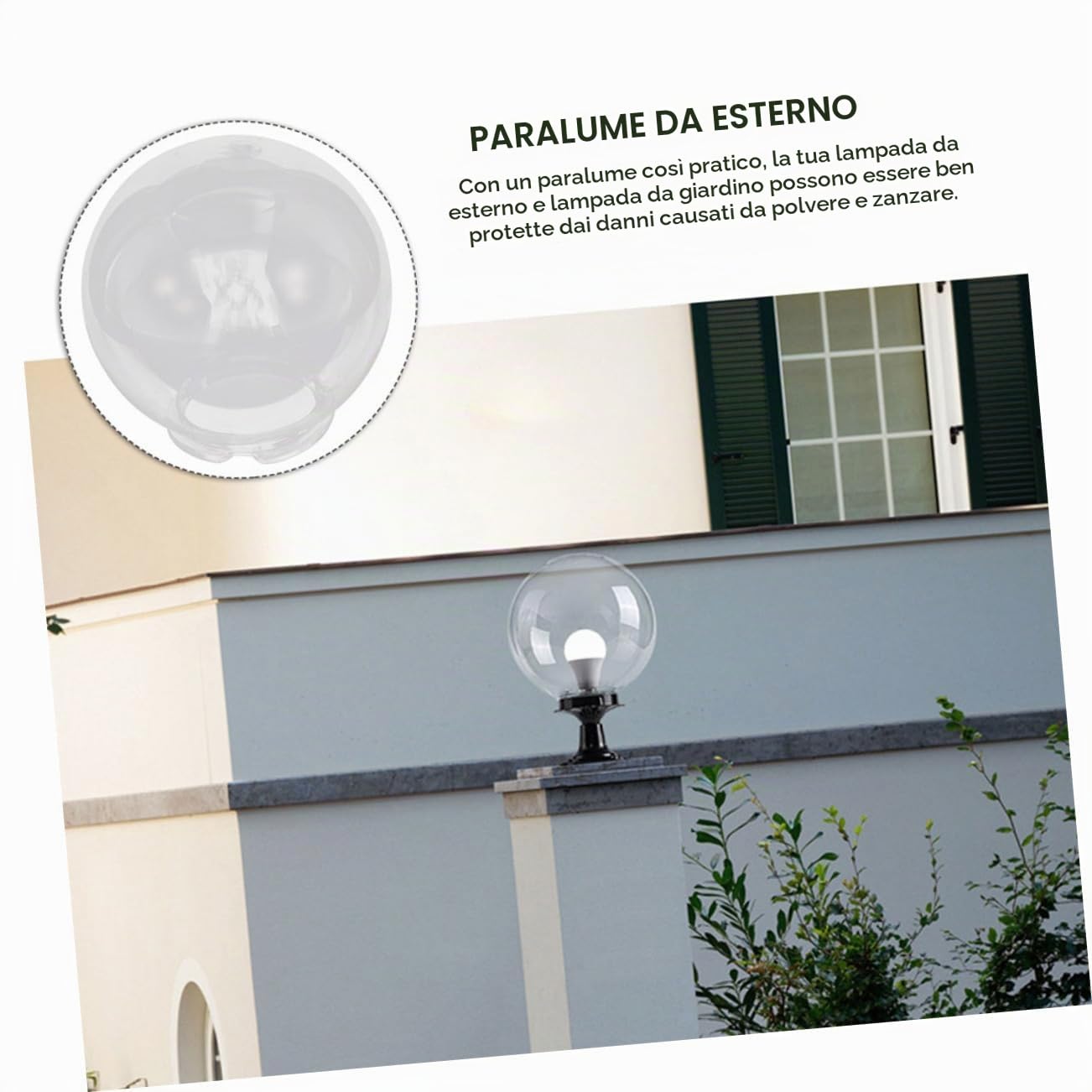 Globo Lampada da Esterno di Ricambio per Pali, Plastica, Giardino