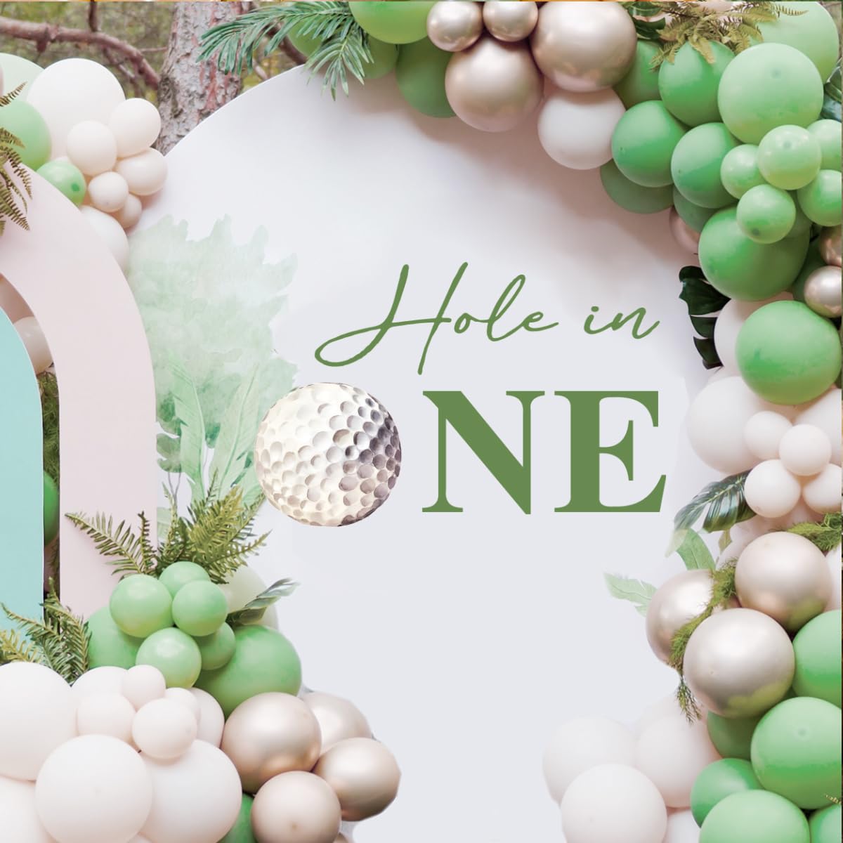 Hole in One 1st Birthday Stickers - Golf Wall Decal,Golf Theme Party Photo for Balloon Arch, Golf Boy Stickers Background Decor Sign (Hole in One)