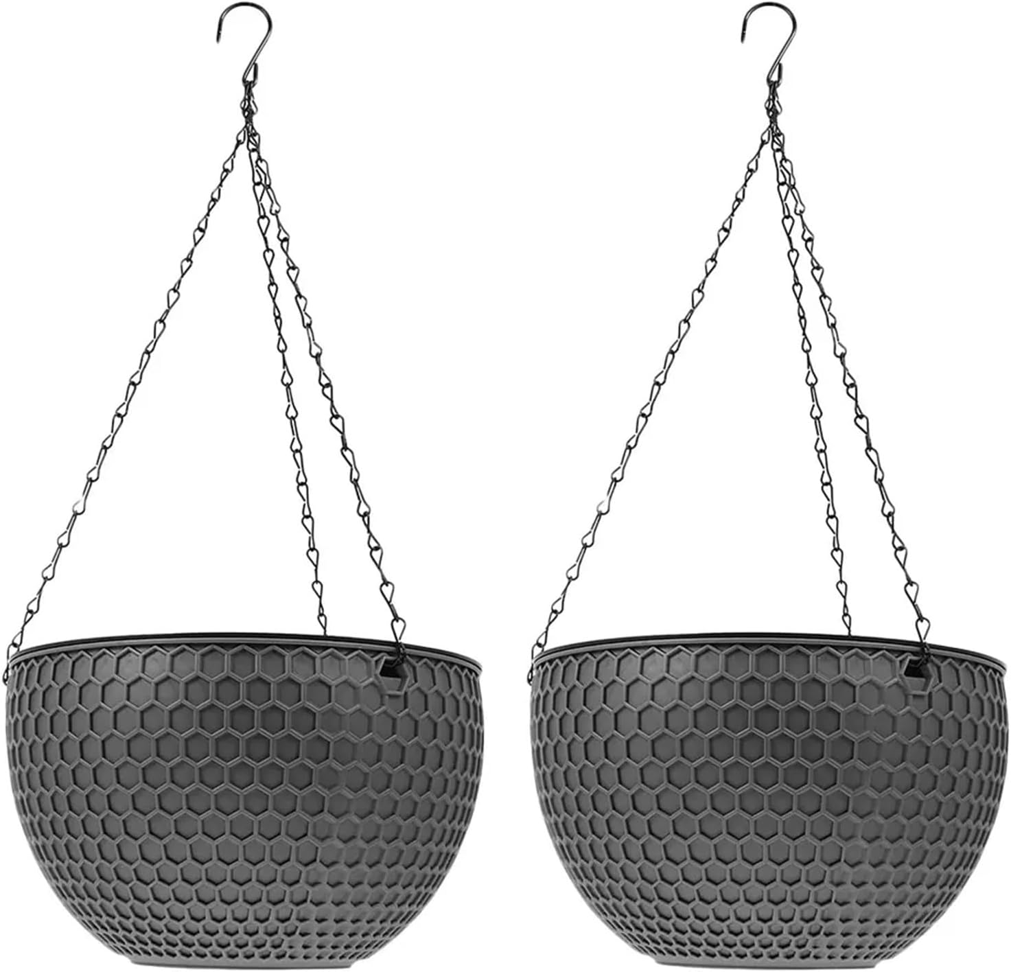2 Sets Hanging Basket Type Flowerpot Garden Plastic Pots Outdoors Planter Chain Plants Metal Container Large Flower Pot for Planters(Color 2)