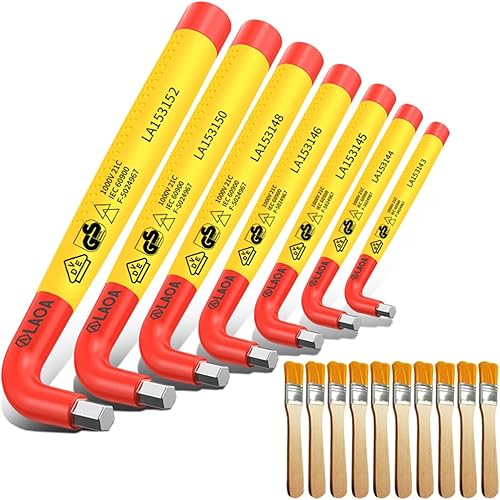 LAOA Llave Allen aislada, llave hexagonal de cabeza plana con 10 cepillos (juego)