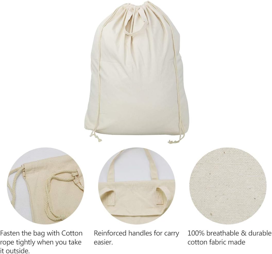 Canvas Laundry Bags with Carrying Handles & Dstring Closure,