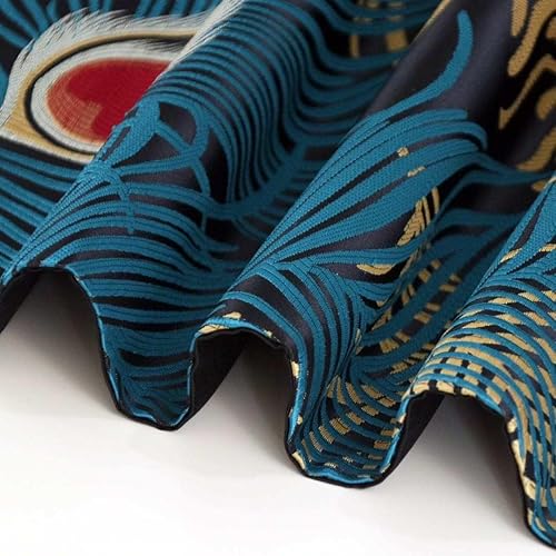 Miniatura 4 de Camino de mesa de pavo real con borlas, camino de pavo real jacquard para fiestas y bodas, camino de plumas de pavo real de 13 x 90 pulgadas