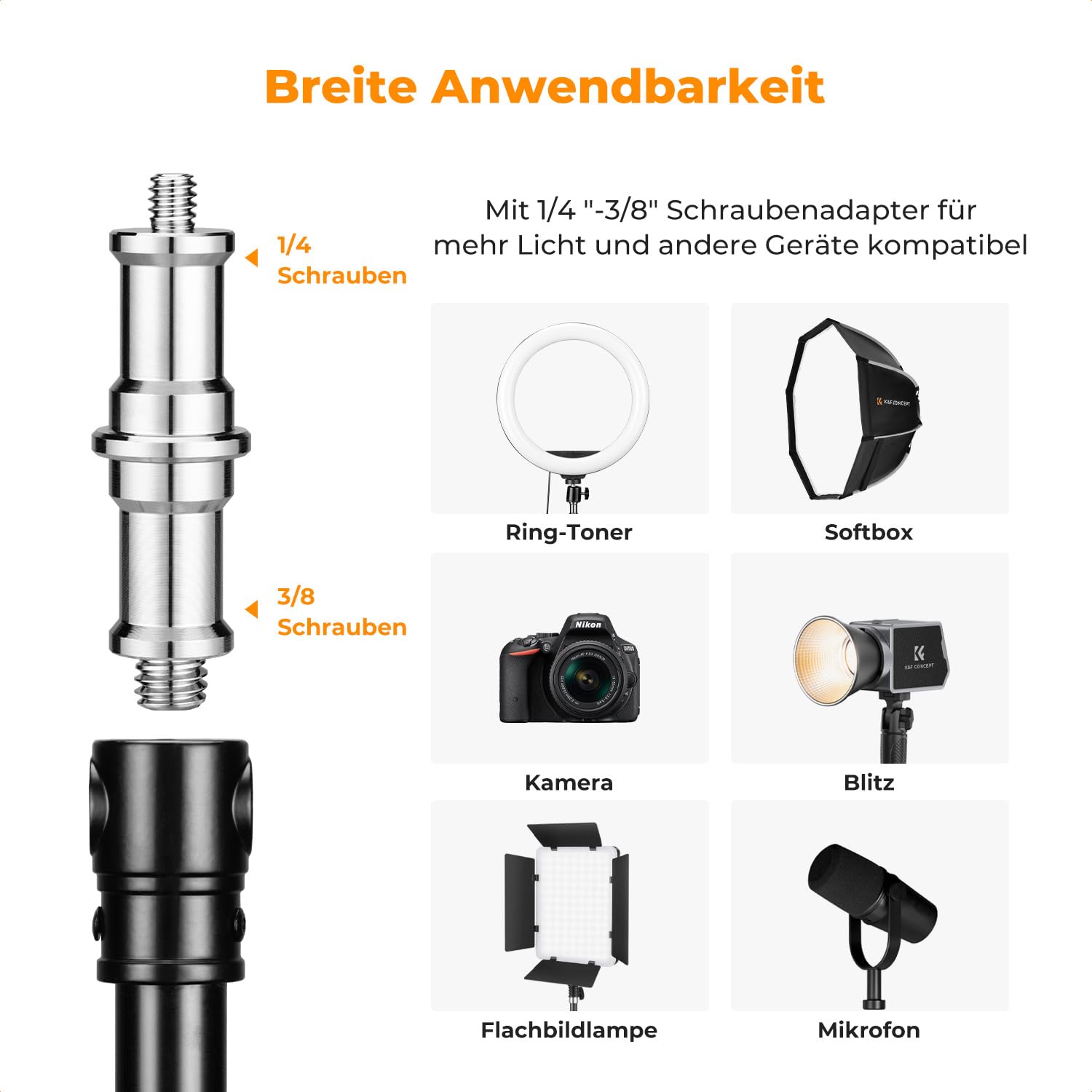 K&F CONCEPT Metal Wandmontage Dreieckiger Boom Arm, 51-100cm Verstellbar | 180° Rotation Wall Mount Galgen für Fotografie Streaming Video,mit 3/8" 1/4" Gewinde Universal Adapter,10KG Last