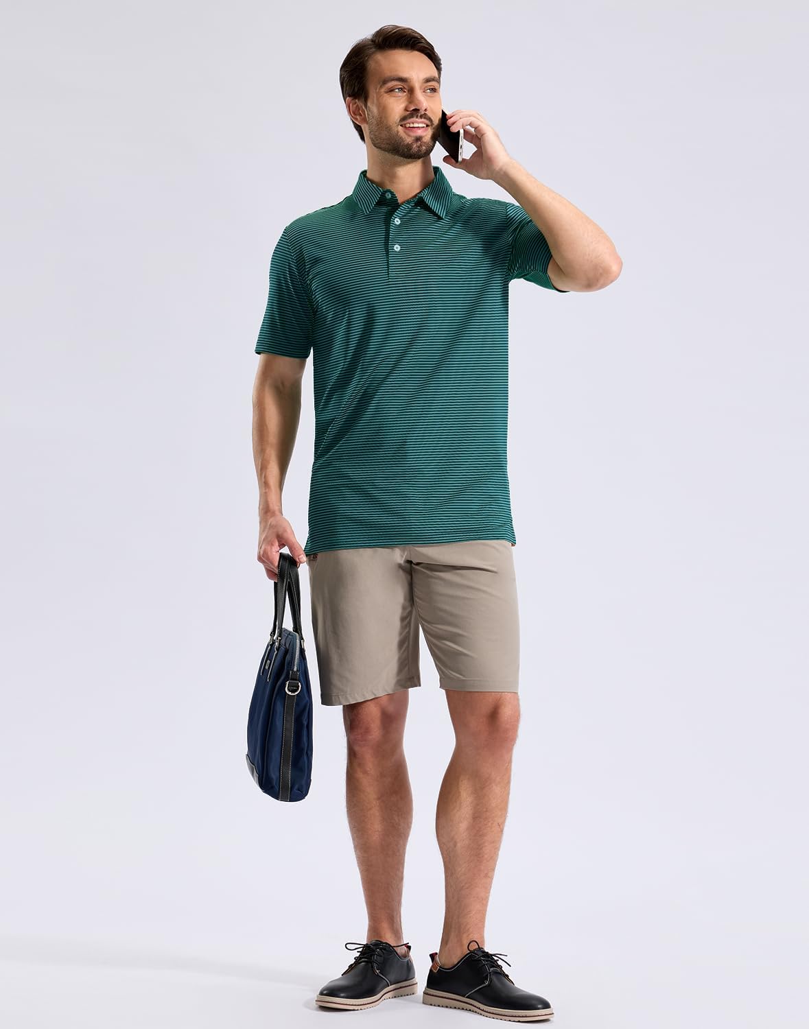 G Gradual Mens Golf Shirt Dry Fit Moisture Wicking Perfomance Short Sleeve Striped Polo Shirts for Men Dressy Casual - Image 3