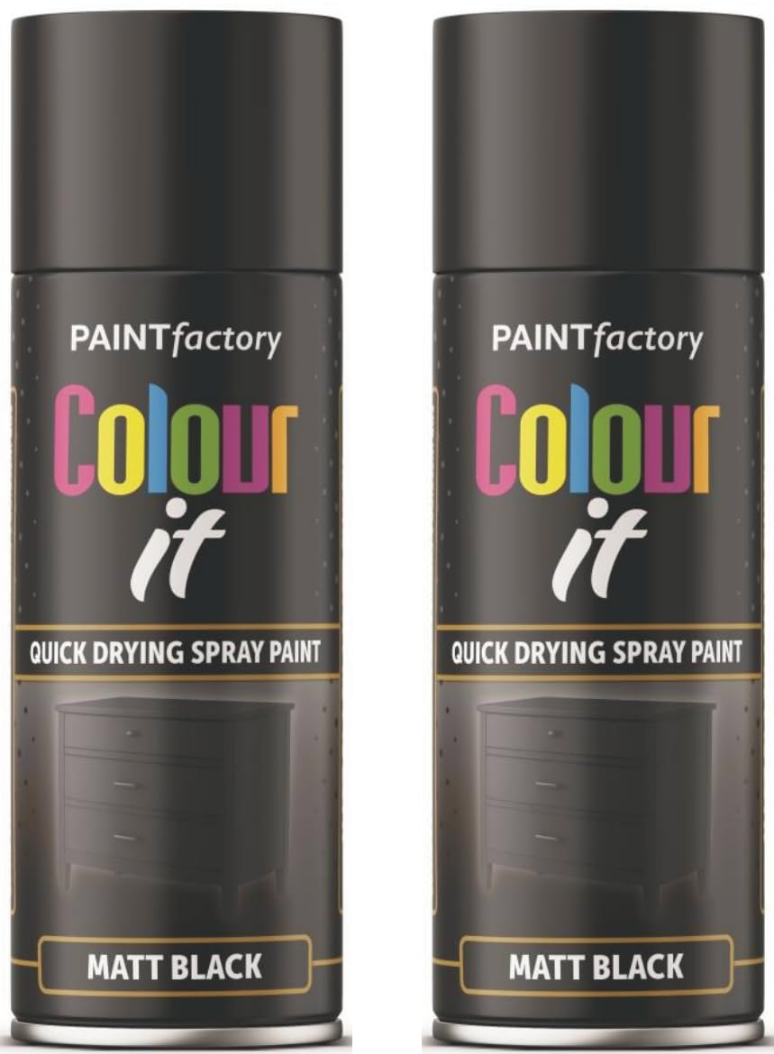 Spray Paint - 400ML Black MATT Paint DIY Wood Paint Plastic Paint Metal Black Spray Paint (2 CANS)
