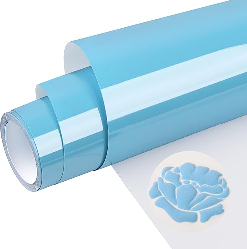 WRAPXPERT Rollo de vinilo de transferencia de calor, color azul soplo HTV Vinly de 10 x 5 pies, vinilo hinchado para camisetas, telas, fácil de