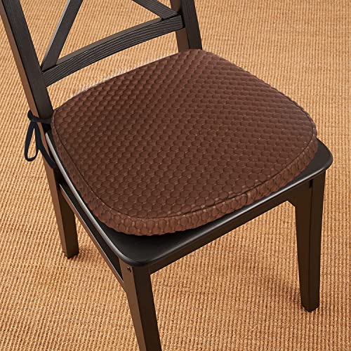 Big Hippo Kitchen Chair Pads Chair Cushion For Dining Chairs,Memory Foam Indoor Seat Cushion Wooden Metal Chair Cushions With Ties,Dining Seat Cushion With Machine Washable Cover,16" X 17", Brown #TOP6