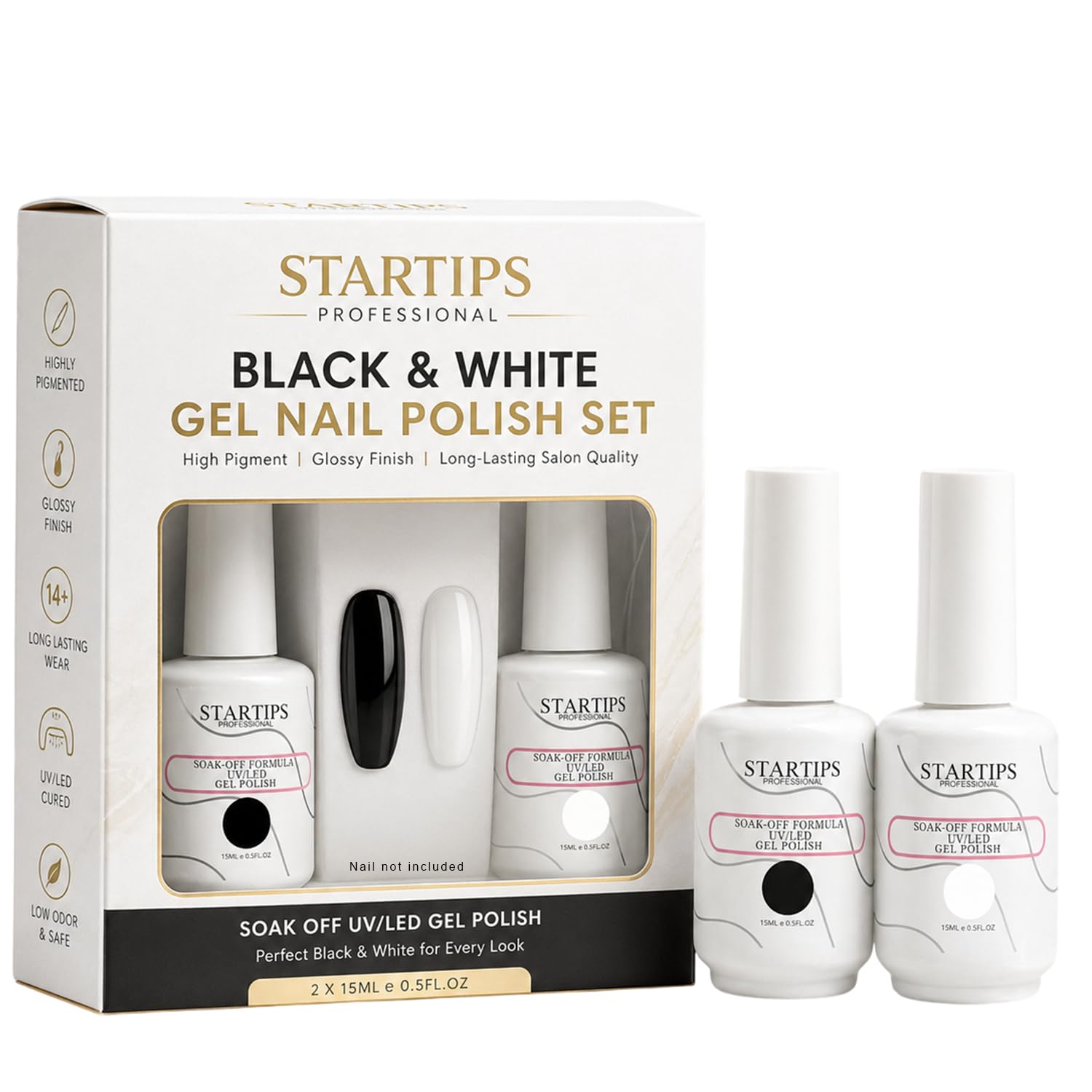 Startips Black And White Gel Nail Polish Set with Glossy Finish | Gel Paint Soak Off UV Led Non-Smudging,Long-Lasting Nail paint | Highly Pigmented Gloss Touch Polish For Home Manicure & Salon | (MACHINES SE SUKHENGI)(UV LAMP REQUIRED) | Gift Set for Women-15ml-image-46