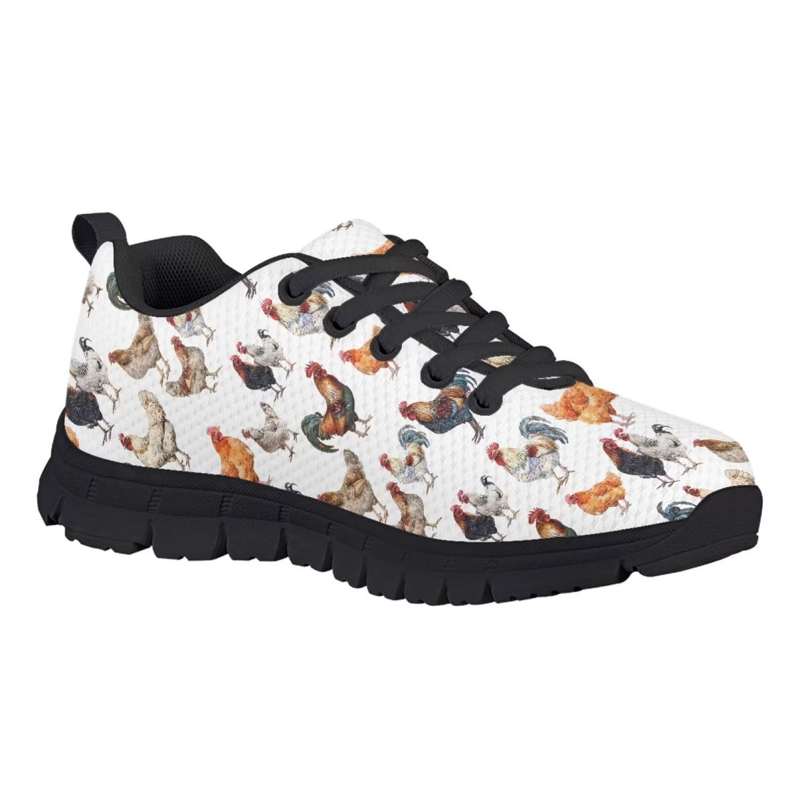 Biyejit Chicken Rooster Boys Girls Sneakers Lightweight Lace Up Athletic Running Tennis Sport Shoes