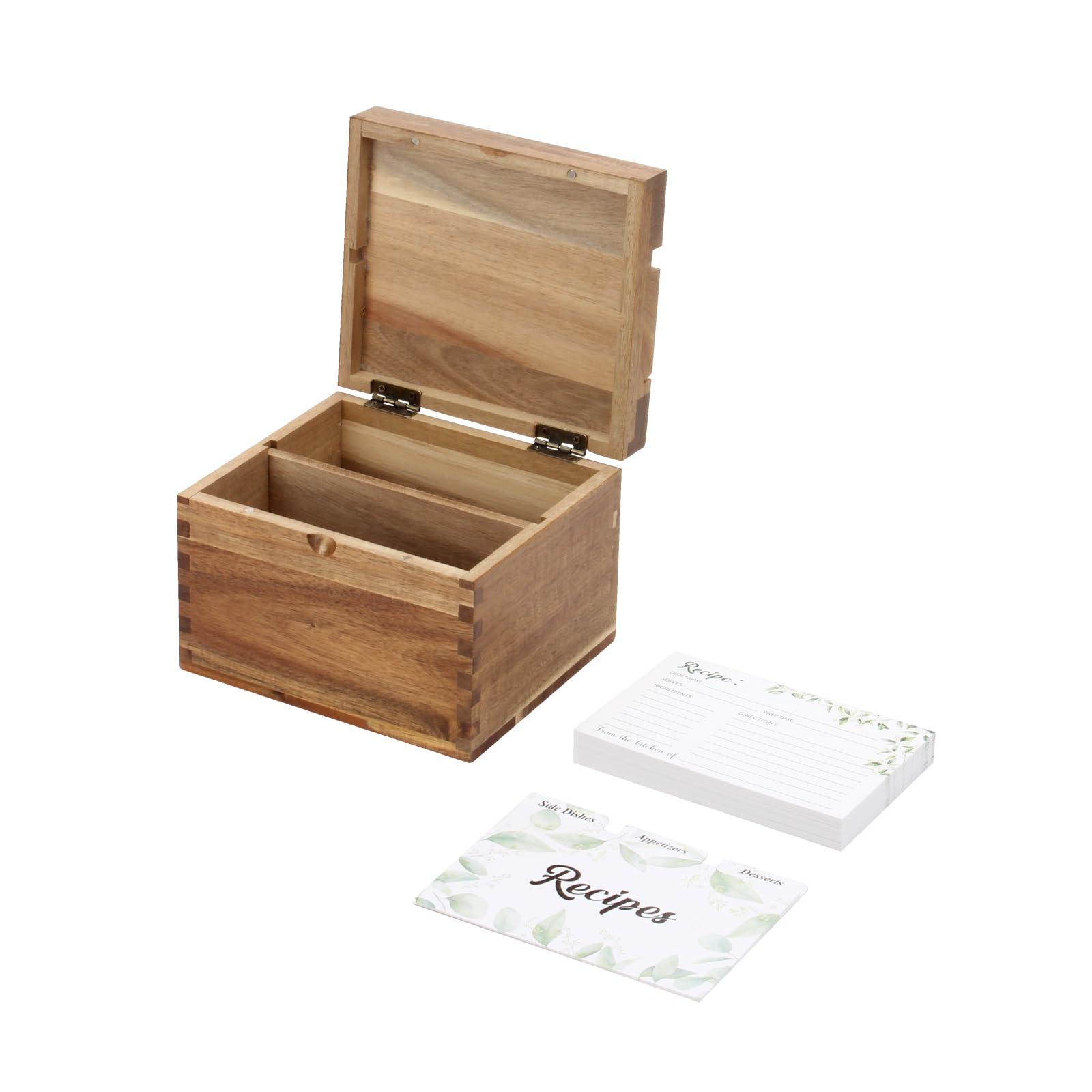 Recipe Box Wooden With Cards And Dividers - Large Rustic 4x6 Recipe ...