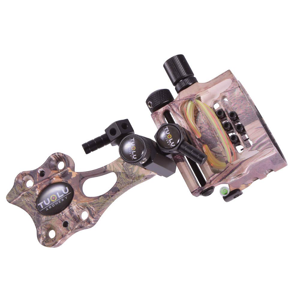AMEYXGS Einstellbare Compound Bogenvisier Fiber Optic 5 Pin Aluminiumlegierung Bogen Visiere 0,019 '' für Compoundbogen Bogenschießen Jagd (Camo)