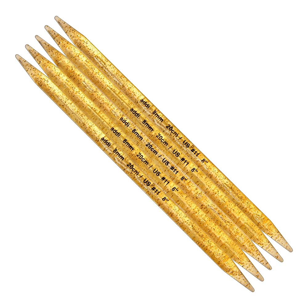 Addi Double Pointed Needles, Champagne Plastic, 20cm, 8mm
