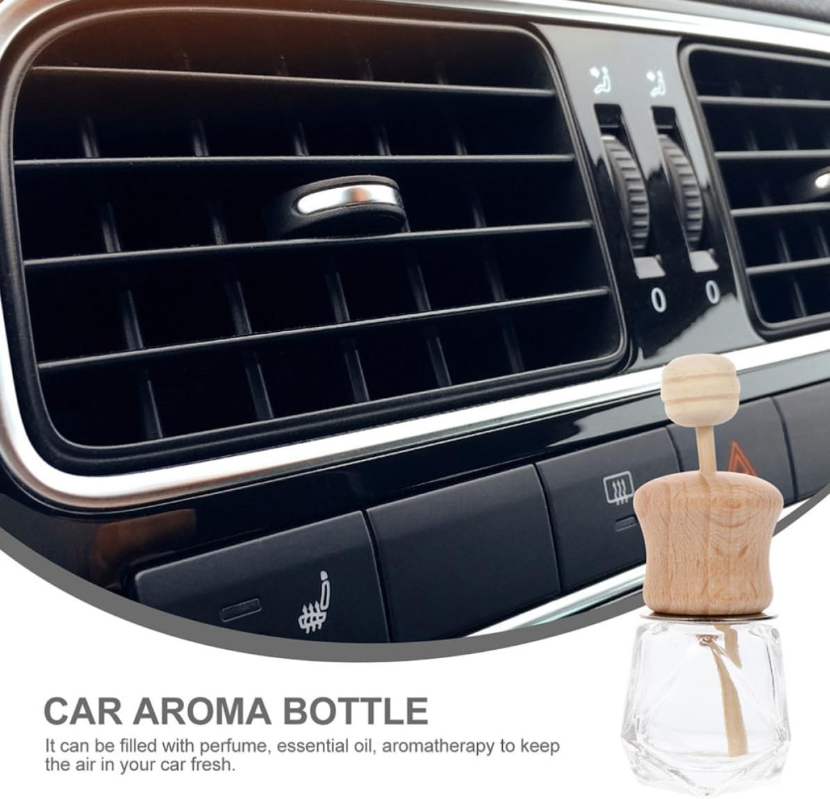 4pcs Compact Glass and Wood Perfume Diffuser Bottle for Car Travel image 3