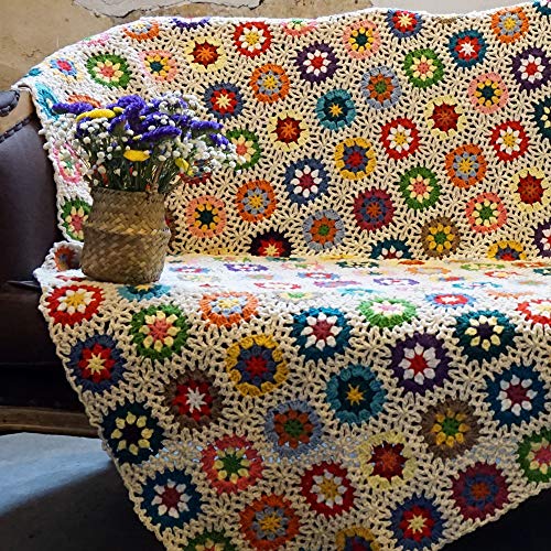 Czqlww Handmade Crochet Throw Blanket Granny Blanket Sweater Style Year Round Gift Indoor Outdoor Travel Accent Throw For Sofa Comforter Couch Bed Recliner Living Room Bedroom Decor 59" X39" (White) #TOP2