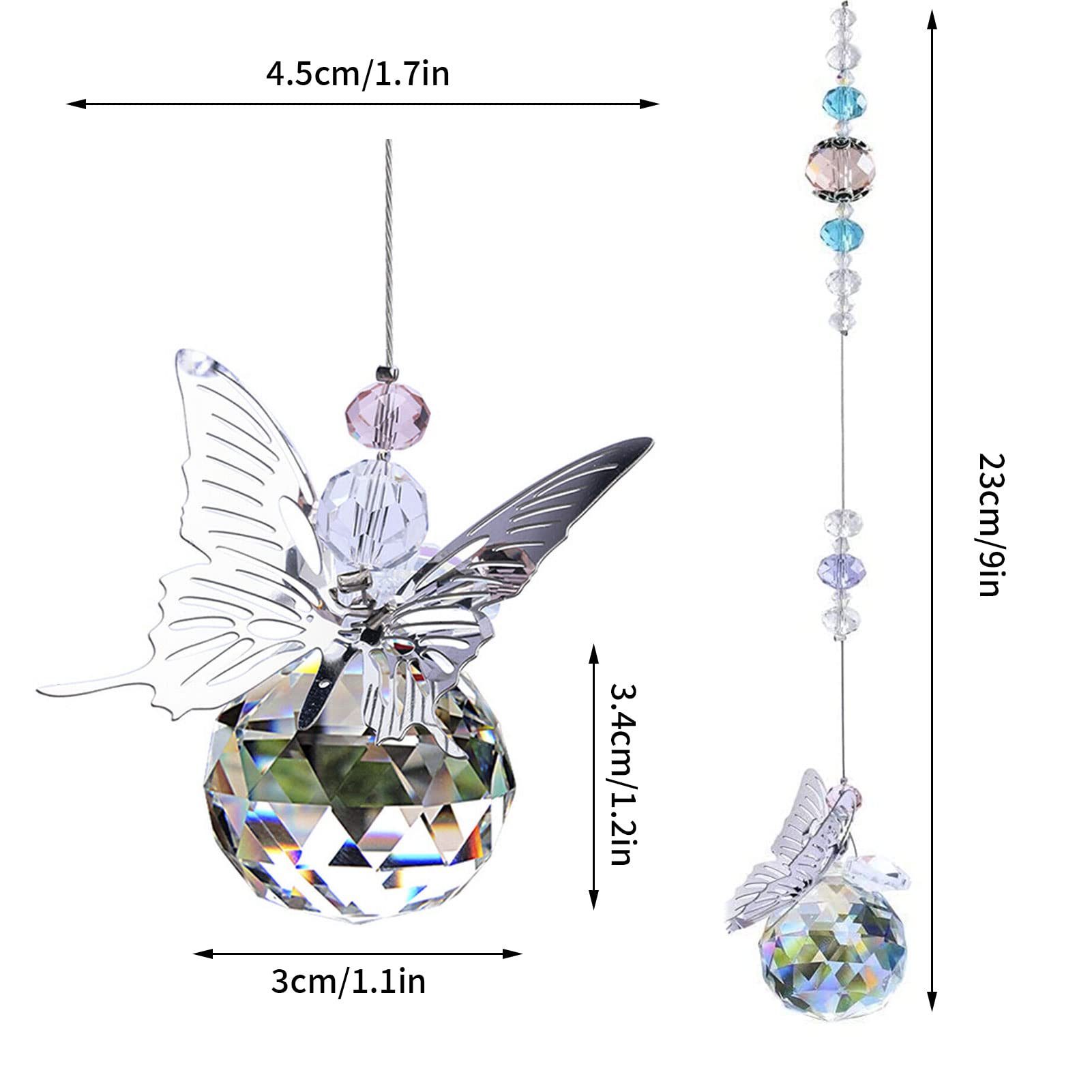 Fata sulla luna, pietra naturale, acchiappasole di cristallo per finestre, creatore di arcobaleno, cristallo Swarovski, cristallo sospeso, spirituale, regalo per ragazze - Italia