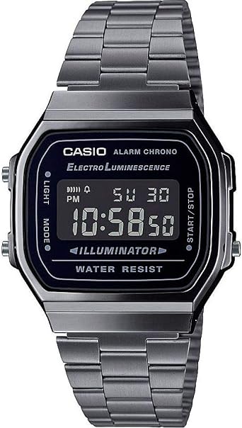 Casio Retro Unisex Wristwatch Digital Metal A168WEGG-1B Vintage