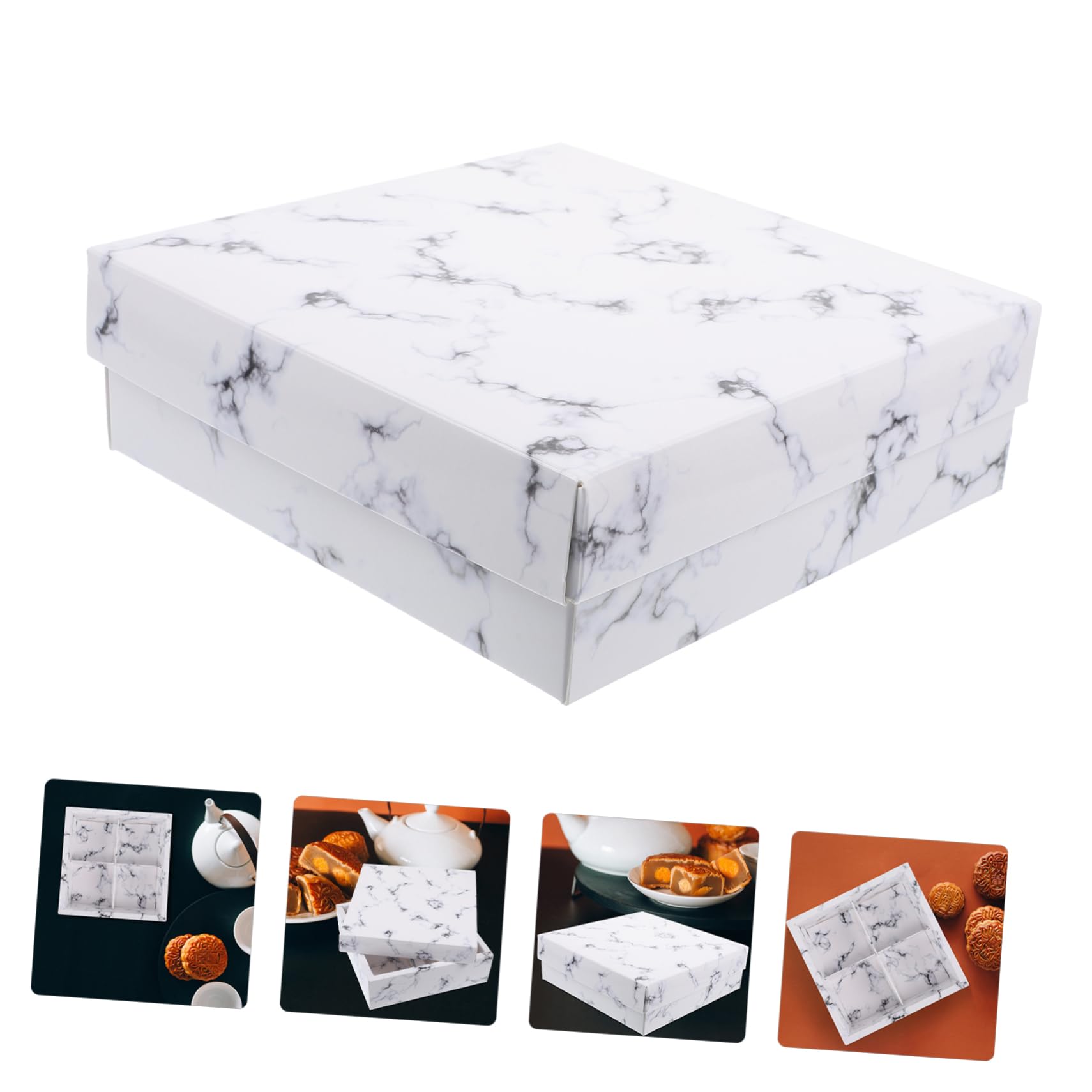 TOPBATHY Scatola per Dolci Marmo Bianca 10 Pezzi in Carta per Feste