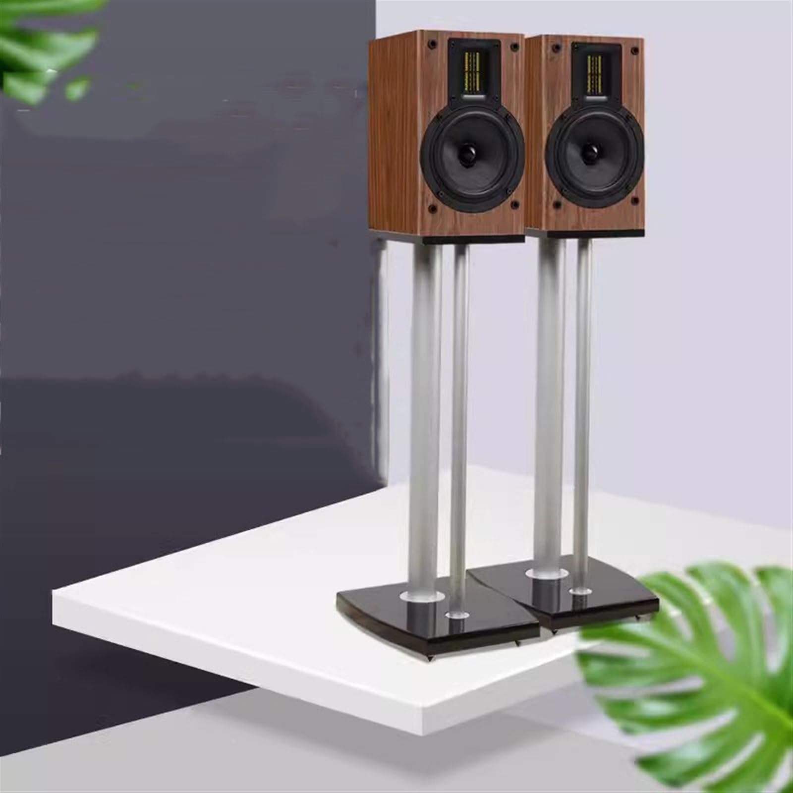 GLigeT Supporti per altoparlanti per monitor Supporti per altoparlanti in legno laccato Staffa surround in metallo Audio Audiofilo Bookshelf Box Floor Theater Staffa Studio Monitor Stand, 30*14*75CM