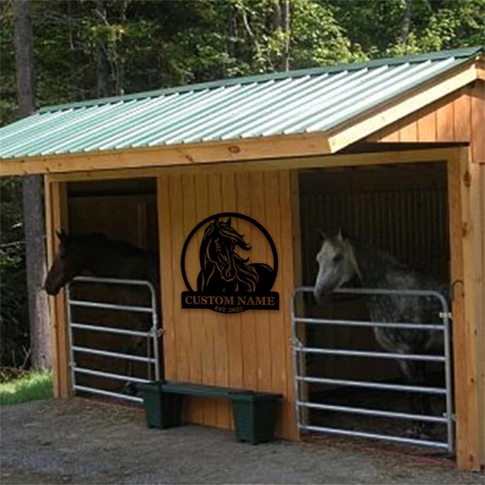 Cavallo Metallo Wall Art, Horse Farm Segni Metallo Esterno, Personalizzato Cavallo Indirizzo Segno