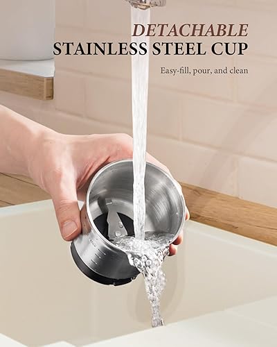 Miniatura 6 de SHARDOR Molinillo de café eléctrico ajustable, molinillo de granos de café eléctrico súper silencioso con ajuste de memoria de tiempo y taza de