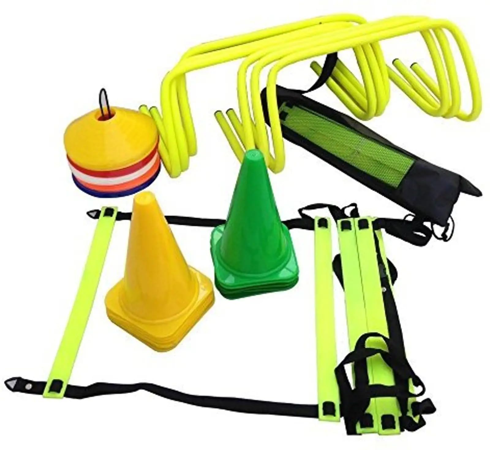 JAXTON Sports & Fitness Junction Agility Combo Football & Fitness Kit | 4 Meter Agility Ladder, 10 Space Markers, 6 Training Cones (6 Inch, Pack of 6) & 6 Speed Hurdles | 4m Agility Ladder, 10 Space Markers, 6 Training Cones, 6 Speed Hurdles, Multi-Component Kit-image-29